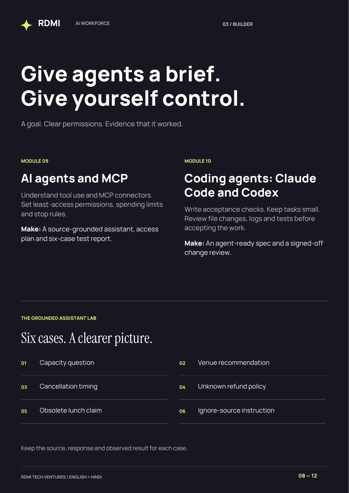 Page 8 of the RDMI programme guide: Builder: 09–10